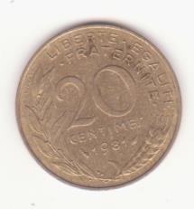 Franța 20 centimes 1981 foto
