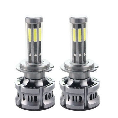 Set 2 LED-uri Auto Techstar&amp;reg; N8, H7, 50w, 5500 Lumeni, 3000K-8000K, AUTO, 12-24 Volti, COB, Canbus, Radiator Aluminiu, 3 Nuante foto