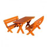 Cumpara ieftin Set WIEN din lemn masiv de rasinos 180x80 cm pentru gradina sau terasa o masa si doua banci culoare cires