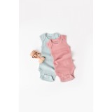 Set 2 body-uri fara maneci bebe unisex din bumbac organic si modal - Mint/Rose, BabyCosy (Marime: 18-24 Luni)
