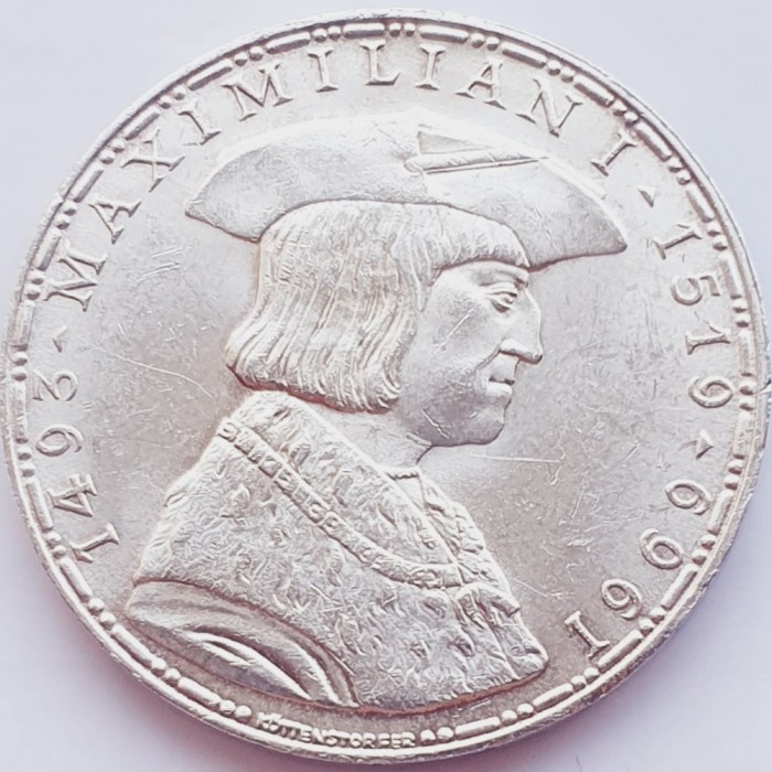 437 Austria 50 Schilling 1969 Maximilian I km 2906 argint