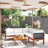 Gossi set mobilier gradina cu perne, crem, 6 piese, lemn masiv acacia