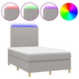 Cumpara ieftin Pat cu arcuri, saltea si LED, gri deschis, 120x200 cm, textil