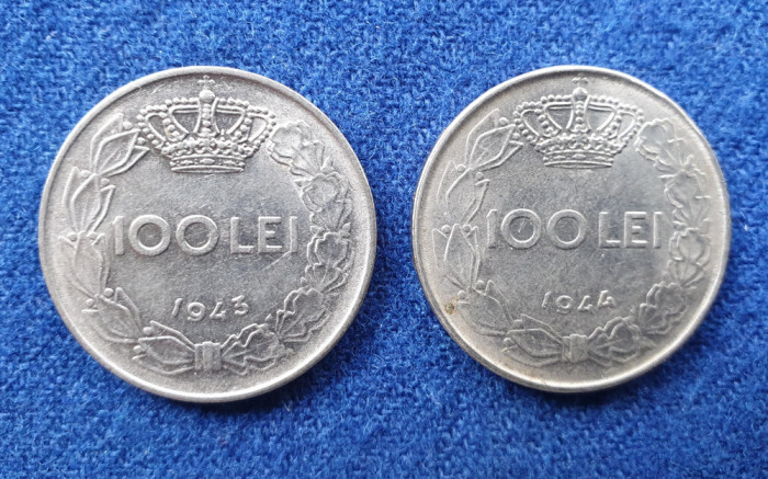 Moneda Regalitate Lot 2 Bucati 100 Lei 1943 si 100 Lei 1944 Regele Mihai