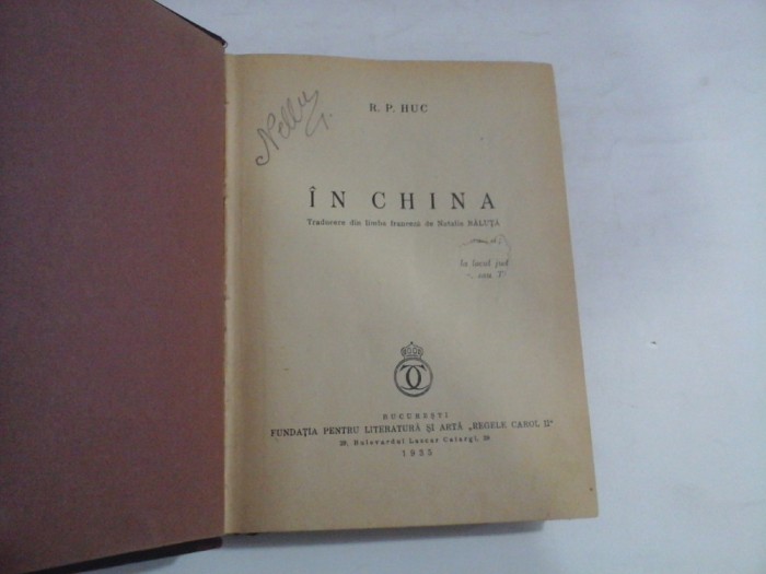 IN CHINA - R. P. HUC - Bucuresti, 1935