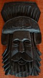 Masca decorativa din lemn sculptat. Handmade. Anii '80, Romania