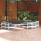 vidaXL Set mobilier grădină cu perne, 12 piese, alb, lemn masiv pin 3096876