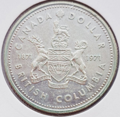 4 Canada 1 Dollar 1971 Elizabeth II (British Columbia) km 80 argint foto