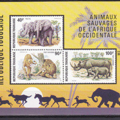 DB1 Fauna Africana Togo Elefanti Lei Rinoceri MS MNH