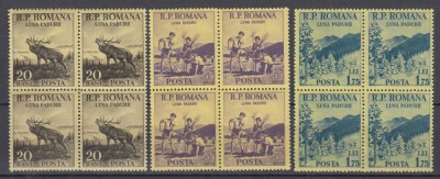 ROMANIA 1954 LP 360 LUNA PADURII SERIA IN BLOC DE 4 TIMBRE STARE MNH foto