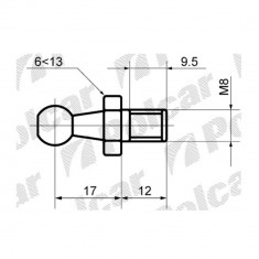 Cap echilibror hayon bolt cu cap bila M8 set 2 bucati pentru amortizor, lungime filet 9.5mm , 12x17mm foto