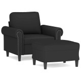 Cumpara ieftin Fotoliu canapea cu taburet, negru, 60 cm, catifea