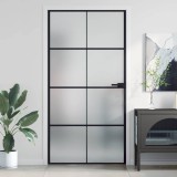 Ușă Interior Negru 102.5x201.5cm Sticlă Securizată Mată+Aluminiu Slim vidaXL. Design Modern, Cadru Subțire, Montaj Ușor
