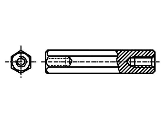 Piuliță-distanțieră hexagonală M8 75mm