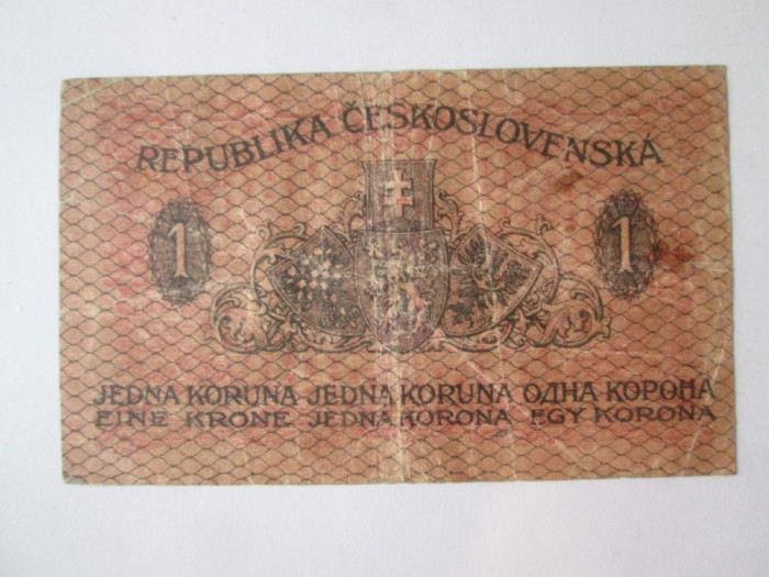 Rara! Cehoslovacia 1 Korunu/Koruna 1919