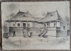 Casa romaneasca cu pridvor// desen in creion, Peisaje, Acuarela, Altul