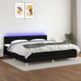 Cumpara ieftin Pat cu arcuri, saltea și LED, negru, 200x200 cm, textil