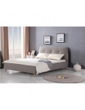 Cumpara ieftin Pat matrimonial HM Doris, tapitat cu textil, lemn masiv, somiera inclusa, 160x200, gri