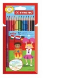 Creioane colorate Stabilo Color, 2.5 mm, 12 culori/set