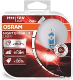 Cumpara ieftin Set 2 becuri halogen H11 12V Osram Night Breaker Laser +150%