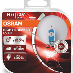 Set 2 becuri halogen H11 12V Osram Night Breaker Laser +150%