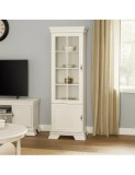 Vitrina living VMW1, 2 usi, 4 polite, Pal melaminat, cu insertii MDF, Alb Antichizat