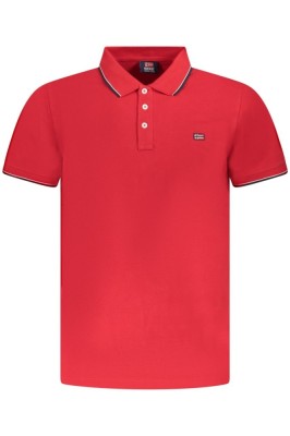Norway Tricou polo barbati cu logo brodat, regular fit, Rosu, S foto