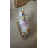 AIYAPLAY Căluț Balansoar pentru Bebelusi Design Unicorn cu Sunet Cal Balansoar Bază din Lemn pentru Copii 1-3 Ani Crem | Aosom Romania