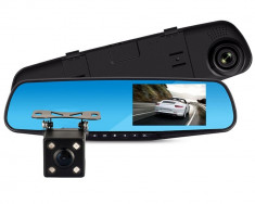 Camera auto duala DVR oglinda retrovizoare cu camera marsarier foto