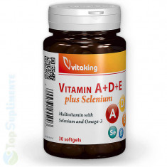 Vitamine A+D+E, Seleniu, Omega 3 ulei peste 30cps. Vitaking foto