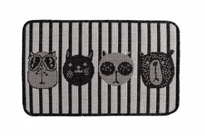 Covoras Intrare Tip Iuta, Model Flex 19637-08, Marime 50 x 80 cm, Gri, Negru, Antiderapant, Antialergic, Polipropilena foto