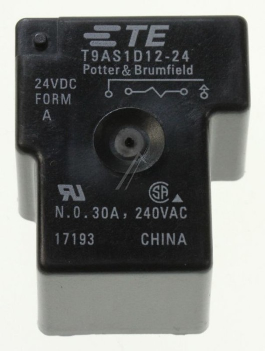24VDC 30A-240VAC RELEU, 1 CONTACT NORMAL T9AS1D12-24 TE CONNECTIVITY