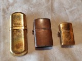 lot 3 BRICHETE cu BENZINA 1 e BRASS no 3 FUNCTIONALE VECHI piese de COLECTIE