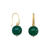 Cumpara ieftin Cercei Argint 925 placat aur, agat verde smarald, Sensation, 3cm, handmade Italia, cutie cadou