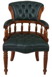 Scaun Chesterfield din lemn mahon cu tapiterie verde MAR236, Scaune