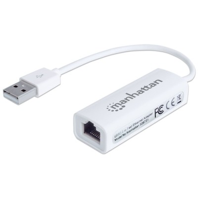 Adaptor , Manhattan , USB 2.0 10/100 Mbps RJ45 , alb foto