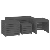 Cumpara ieftin Set cutii de gradina, 4 piese, gri, lemn masiv de pin