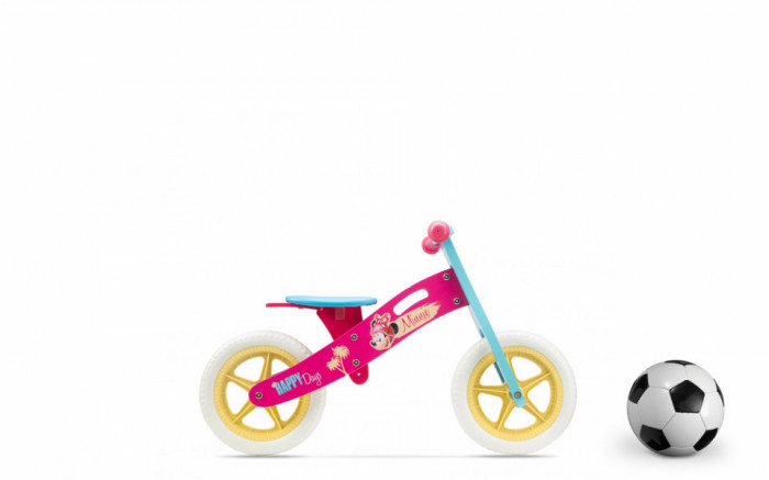 Wooden balance bike seven minnie roz blu