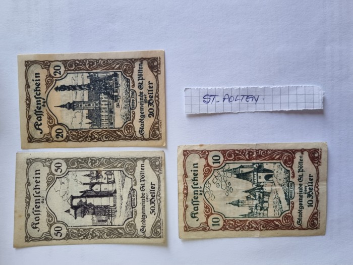 notgeld austria st.polten 3v.