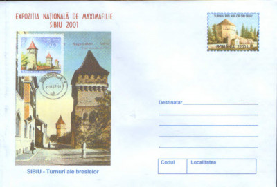 Intreg postal plic nec 2001 - Sibiu Turnui ale breslelor - E.N. de Maximafilie foto