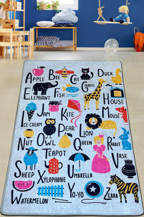 Covor de Copii Literele Fericite, Multicolor, 80x120 cm