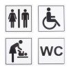 Set 4 Indicatoare WC Autocolante 12x12cm Plastic Semnalizare Toaleta Barbati Femei Persoane Dizabilitati Schimbat Bebeluși