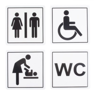Set Indicatoare Autocolante, Model WC, Plastic, 12x12cm, 4 Bucăți foto