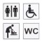Set Indicatoare Autocolante, Model WC, Plastic, 12x12cm, 4 Bucăți