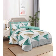 Lenjerie de pat pentru o persoana cu 2 huse de perna dreptunghiulara, Caiside, bumbac mercerizat, multicolor