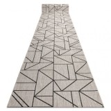 Traversa sisal Floorlux model 20605 Triunghiuri, Geometric argintiu si negru, 120 cm, Dreptunghi