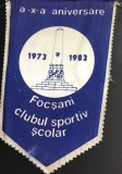Fanion vechi de colecție CSS Focșani - A X-a aniversare 1973-1983, Clubul Sportiv Școlar