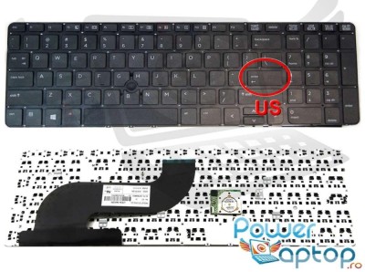 Tastatura HP ProBook 650 G1 layout US fara rama enter mic, ProBook 655 G1 layout US fara rama enter mic foto
