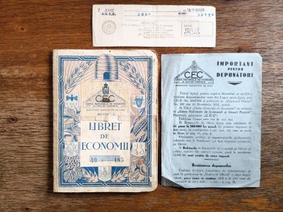 Libret de economii regalist CEC + aviz + anunt tiparit / R8P2S foto
