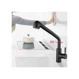 Baterie bucatarie cu dus extratabil inox SUS304 negru HS004